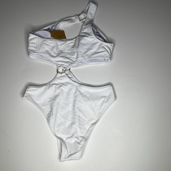 Hilinker White Cutout One Piece One Shoulder Swimsuit New S - Picture 3 of 7